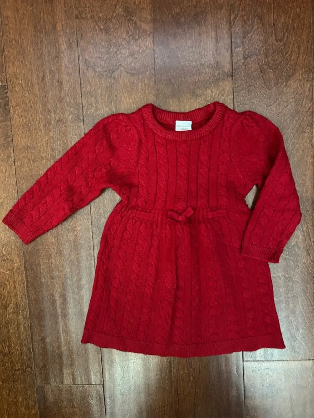 Gymboree Girl’s Red Cable Knit Dress with Waist Bow, 9-12 Months, Size NWT